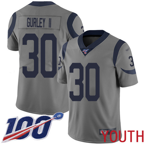 Los Angeles Rams Limited Gray Youth Todd Gurley Jersey NFL Football #30 100th Season Inverted Legend->women nfl jersey->Women Jersey